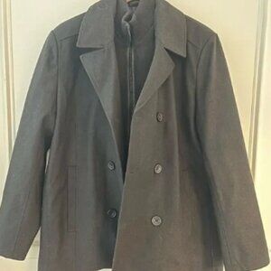 Men’s Kenneth Cole Wool Blend Coat with Faux Zipper Vest, Quilted Lining XL